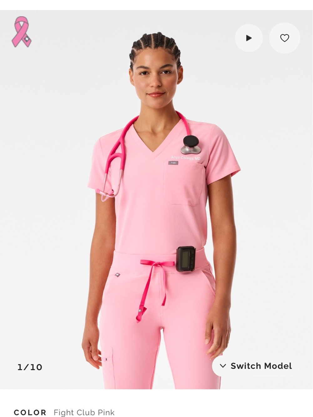 FIGS fight club pink scrub set